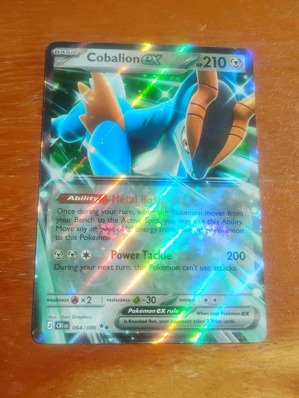 Mint 2026 Holo Cobalion EX Mega Evolutions Chaos Rising Pokemon Card